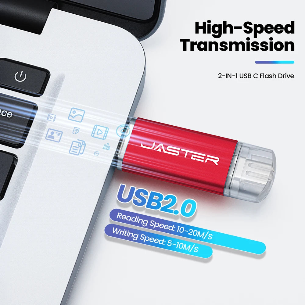 High speed TYPE C 2in1 USB flash drive 128GB 64GB 32GB metal Pen drive smart phone Car TV USB stick 4GB 8GB 16GB Creative gift