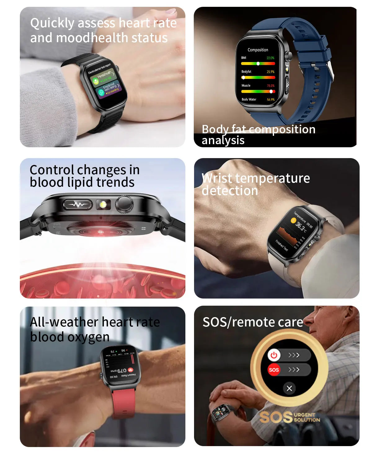 Upgraded Micro Physical Examination Smart Watches For Man Uric Acid Body Fat Five Organ Health Watches Bluetooth Call SmartWatch