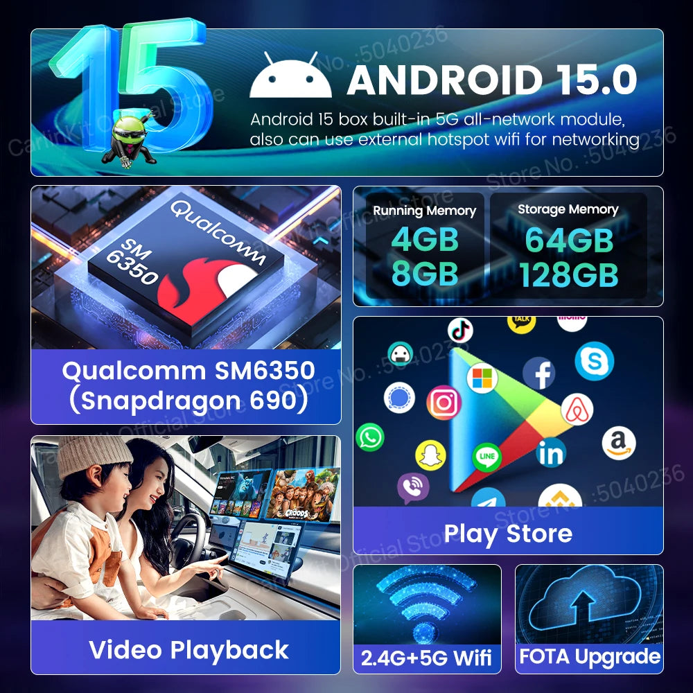 CarlinKit 8G+256G /128G Android 15 Ultra CarPlay TV Box For Netflix IPTV GPS Wireless CarPlay &Android Auto Smart Car Video Box