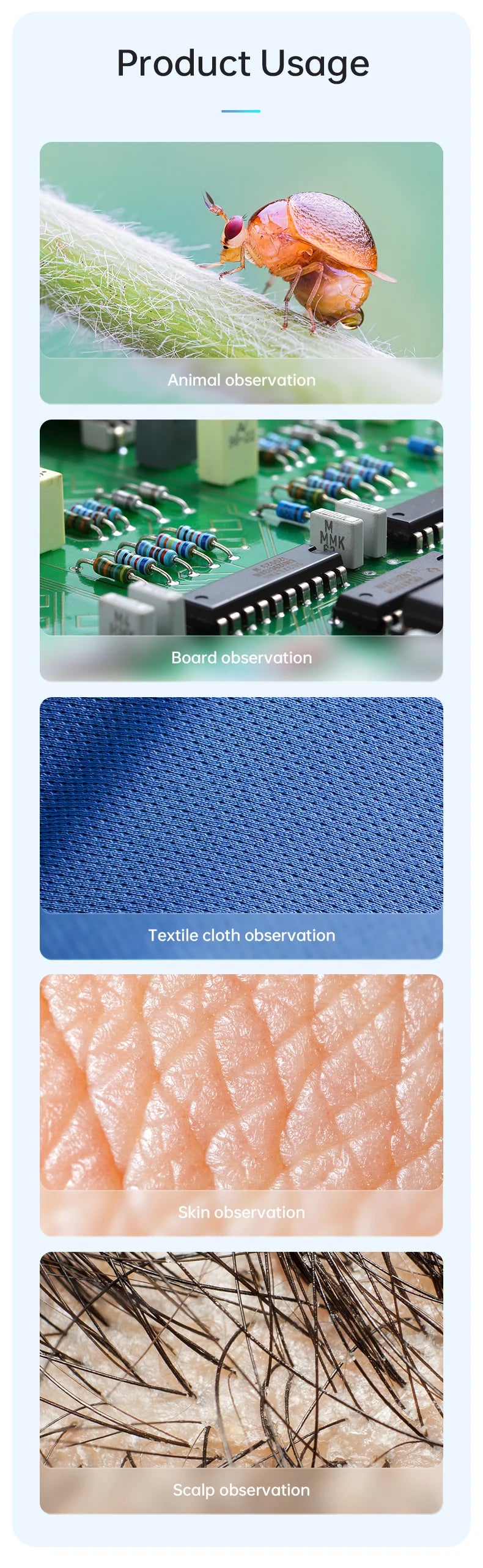 50X-1000X WiFi Digital Electronic Microscope Portable 200W Pixel Typc-C Charging LED Adjustable For Android IOS PC Magnifier