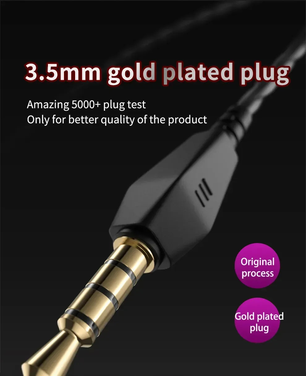 Genuine QKZ AK6 Gaming Headset Gamer Headphones 3.5mm Cable Ear Phones Noise Reduction Hands Free Wired Earphones For Sports
