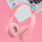 Over-Ear Headsets Cute Sports Headphones Wireless Headphones Cat Ear Bluetooth-Compatible Helmets Stereo Bass for Kids and Adult