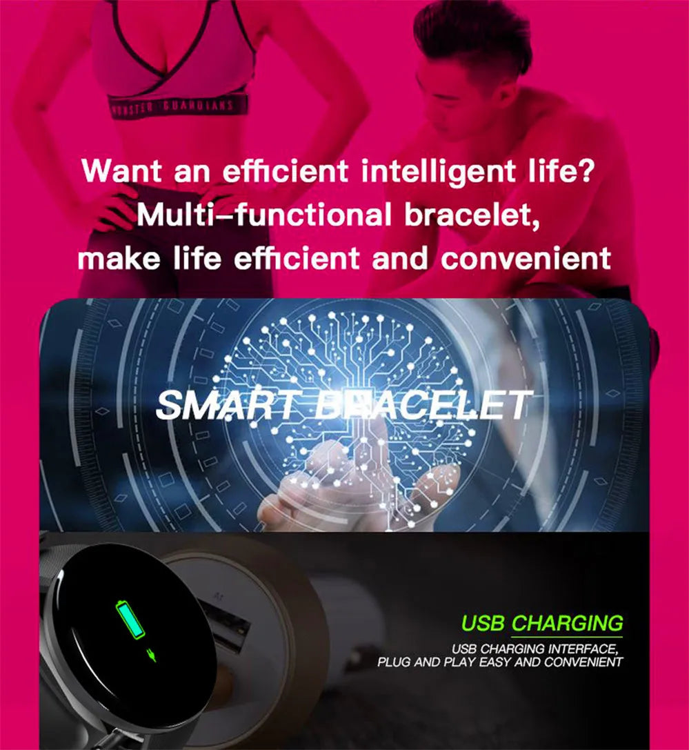 D18 Smart Watch Heart Rate Monitor Men's Women's Smartwatch Round Fitness Digital Watches for Men Women Band Bracelet PK D20 Y68