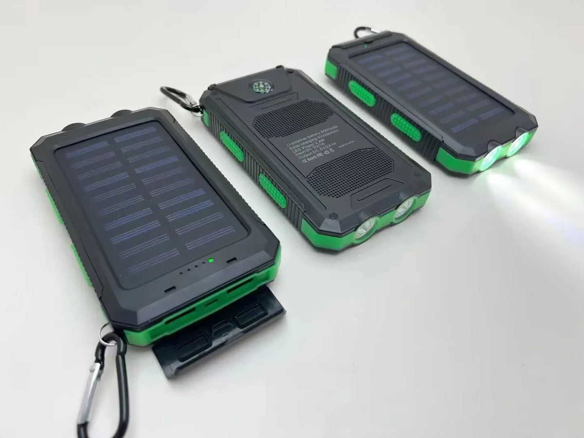Real Capacity 200000mAh  Large Capacity Solar Power Bank New Portable With Lanyard Compass External Battery Outdoor Camping