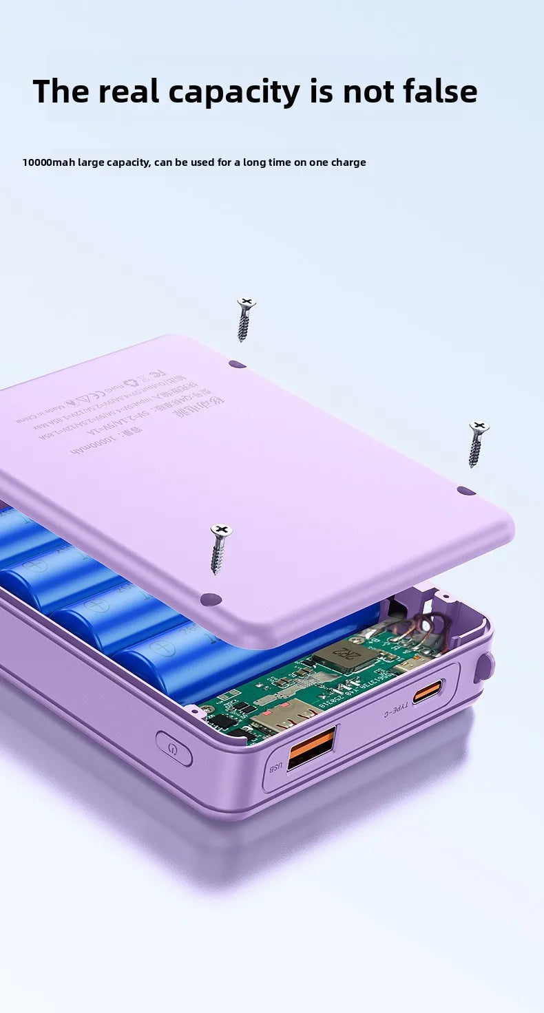 4*18650 Power Bank Cases 10W Battery Holder Portable 22.5W Type C Fast Charging Shell for iPhone Xiaomi With Charging Cable