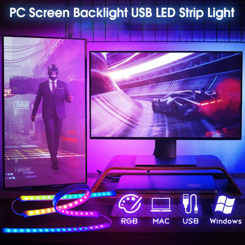 PC Backlight Computer Screen Light Strip Monitor RGBIC LED Lights Ambient Lighting Music Sycn LED Backlight Game Room Decor