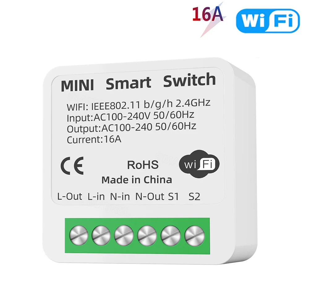 16A Tuya WiFi Smart Switch 2-way Control with Energy Monitor Switch Mini Smart Breaker Smart Life Control  Alexa Via Google Home