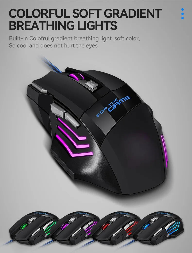 G6 USB Wired Gaming Mouse 7 Button 5500DPI Adjustable Optical Ergonomic E-sports Mice for Laptop PC Xiaomi HUAWEI Samsung Pad