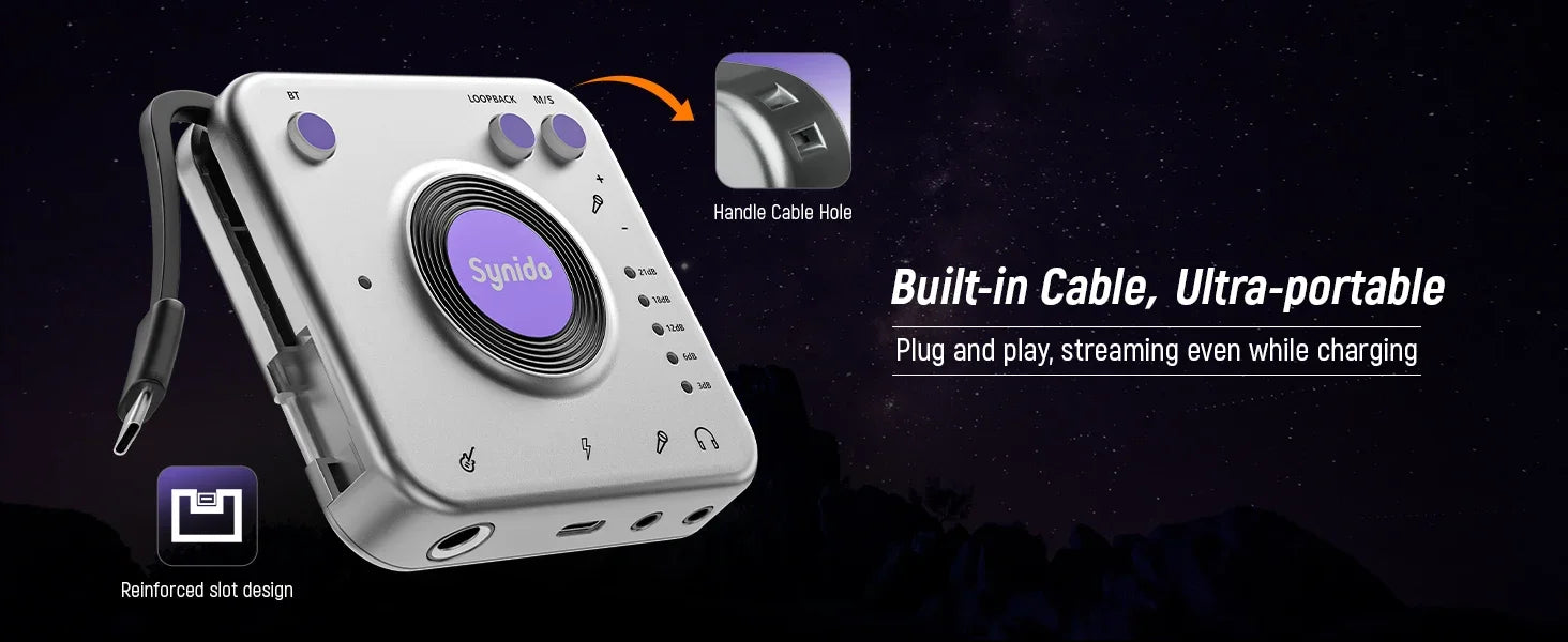 Synido Live Dock A10/A20 Audio Adapter with USB-C Music Recording Portable Audio Interface for iPhone Android Phones PC computer