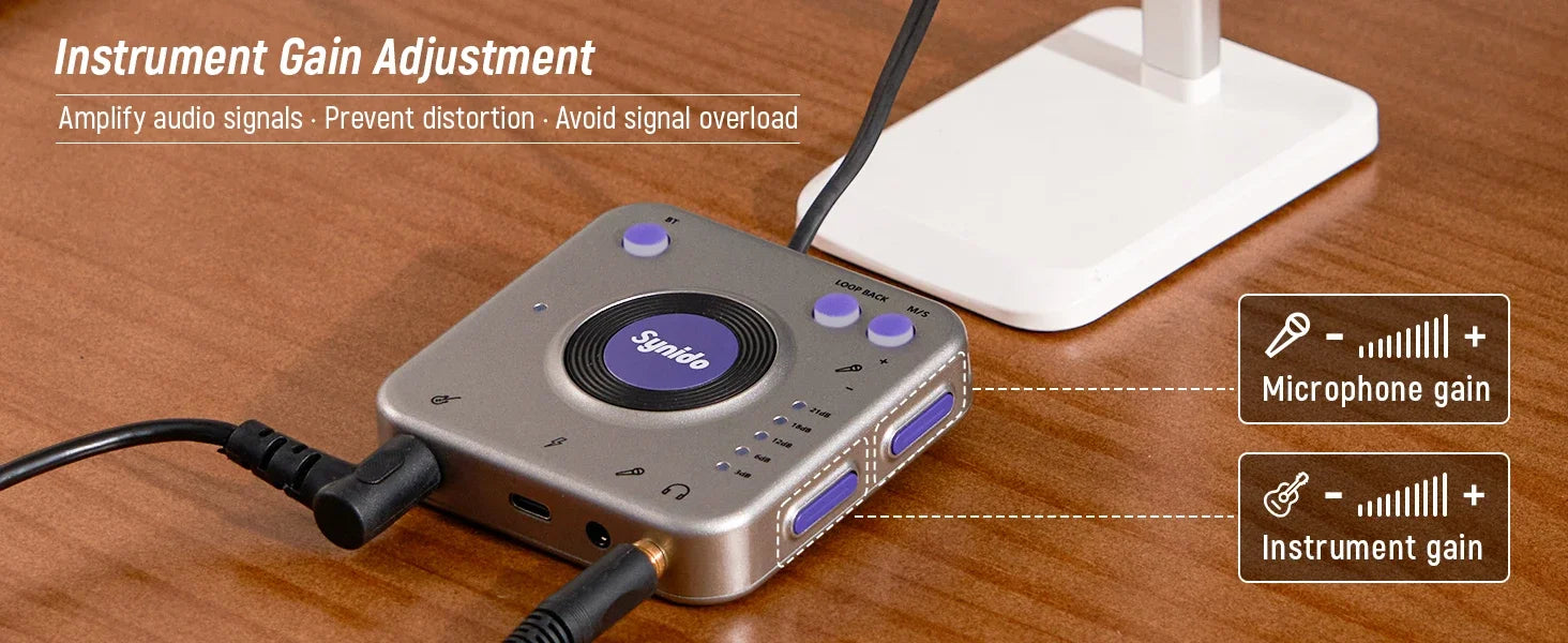 Synido Live Dock A10/A20 Audio Adapter with USB-C Music Recording Portable Audio Interface for iPhone Android Phones PC computer