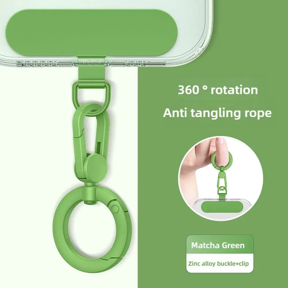 Metal Phone Lanyard Gasket Patch Rotatable Metal Buckle Hanging   Steel Clip Card Cord Tab Mobile Phone Accessories