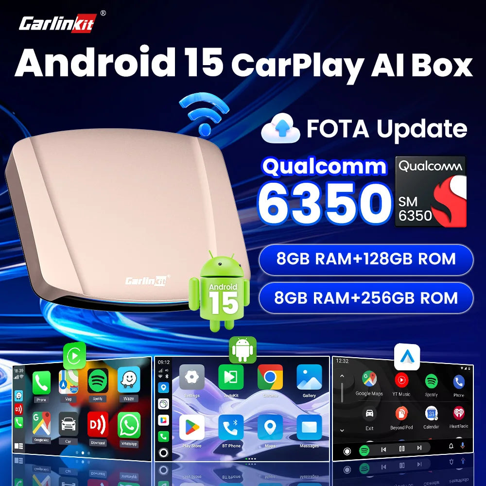 CarlinKit 8G+256G /128G Android 15 Ultra CarPlay TV Box For Netflix IPTV GPS Wireless CarPlay &Android Auto Smart Car Video Box