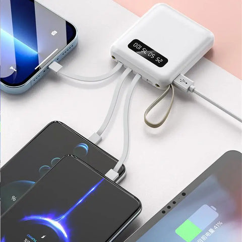 Mirror Screen Mini Fast Charge Large Capacity 20000 MAh Fast Charging Power Bank Sharing With Cable Mobile Power Supply