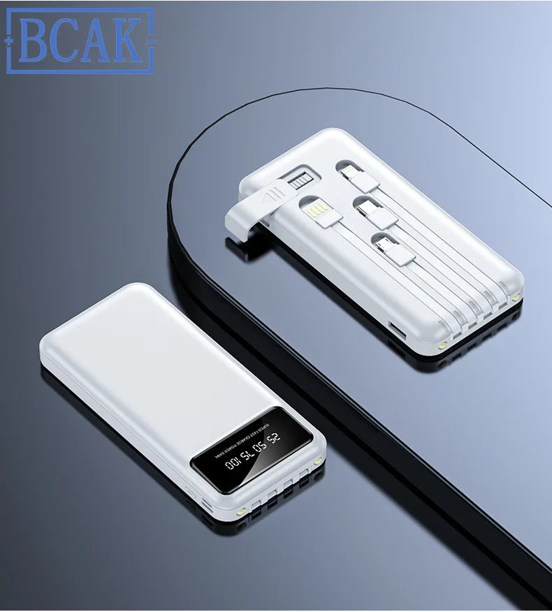 New Style BCAK power bank 20000mAh self-contained cable fast charging mini mobile phone gift mobile power supply