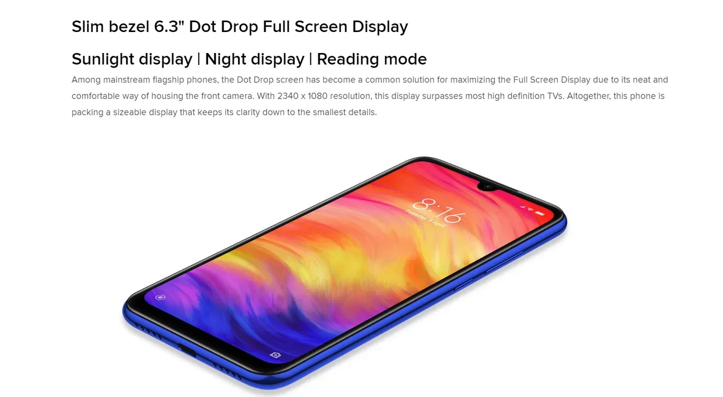 Note 7 PRO 6GB 128GB Xiaomi Redmi Original Smartphone Snapdragon 660AIE Android Mobile Phone 48.0MP+5.0MP Rear Camera cellphone