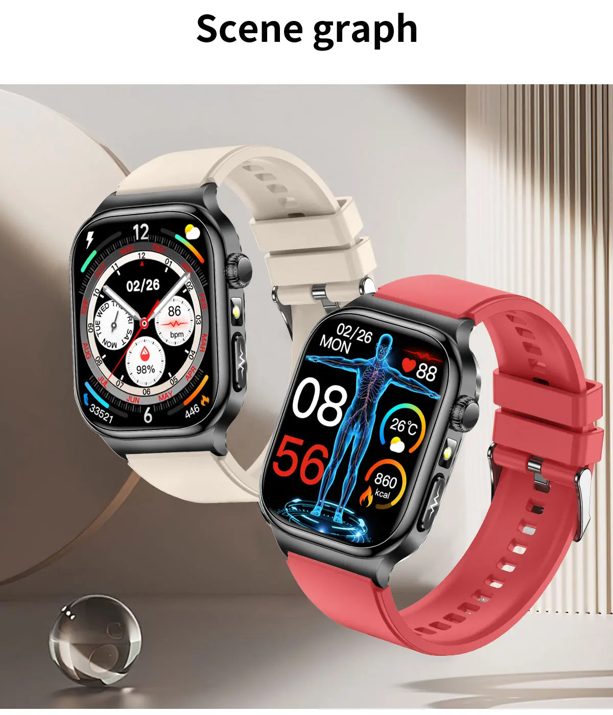 Upgraded Micro Physical Examination Smart Watches For Man Uric Acid Body Fat Five Organ Health Watches Bluetooth Call SmartWatch