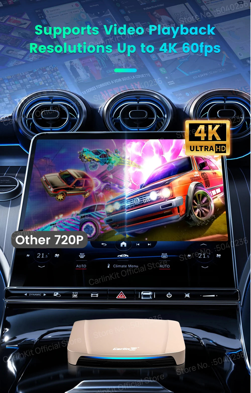 CarlinKit 8G+256G /128G Android 15 Ultra CarPlay TV Box For Netflix IPTV GPS Wireless CarPlay &Android Auto Smart Car Video Box