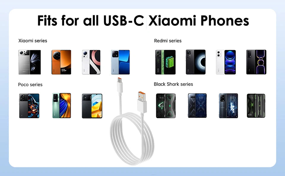 Xiaomi Original Usb Type C Cable 120W 100W 90W 67W Turbo Fast Charger Mi 17 15 14 13 12 T Pro 11 Ultra Poco X6 X7 Redmi Note 10