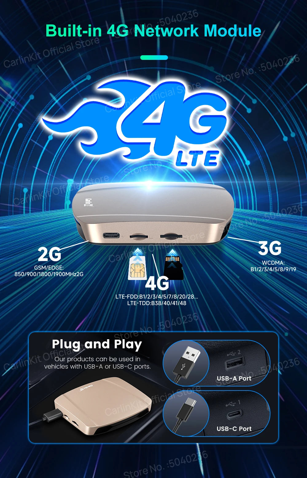 CarlinKit 8G+256G /128G Android 15 Ultra CarPlay TV Box For Netflix IPTV GPS Wireless CarPlay &Android Auto Smart Car Video Box