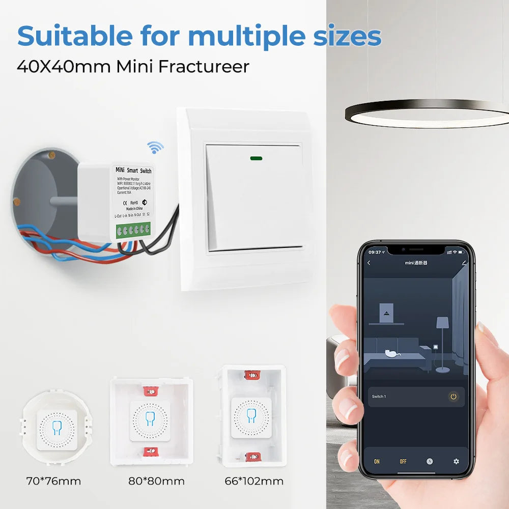 16A Tuya WiFi Smart Switch 2-way Control with Energy Monitor Switch Mini Smart Breaker Smart Life Control  Alexa Via Google Home
