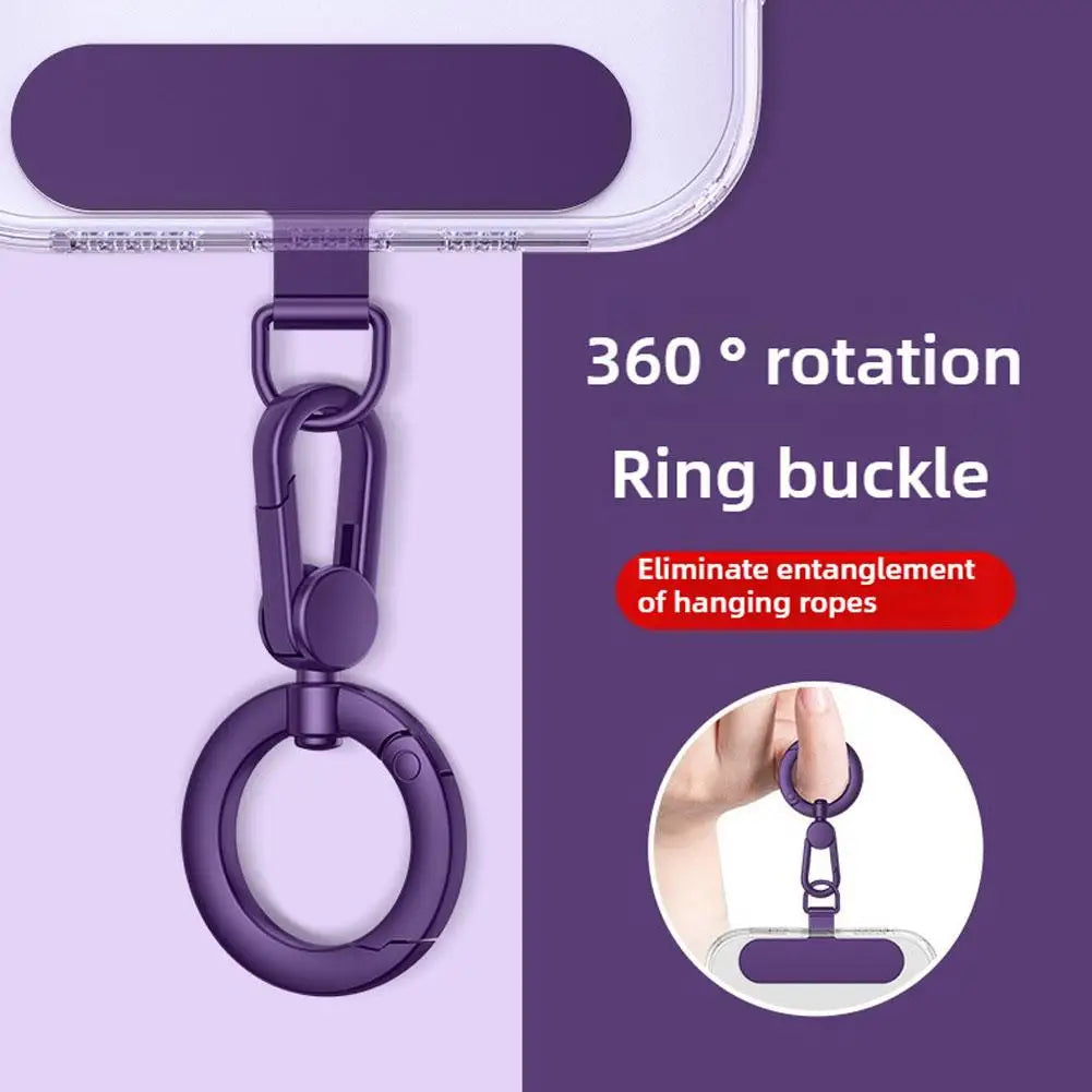 Metal Phone Lanyard Gasket Patch Rotatable Metal Buckle Hanging   Steel Clip Card Cord Tab Mobile Phone Accessories