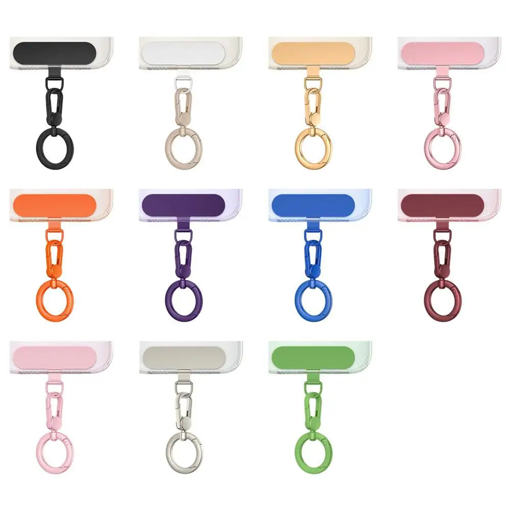 Metal Phone Lanyard Gasket Patch Rotatable Metal Buckle Hanging   Steel Clip Card Cord Tab Mobile Phone Accessories