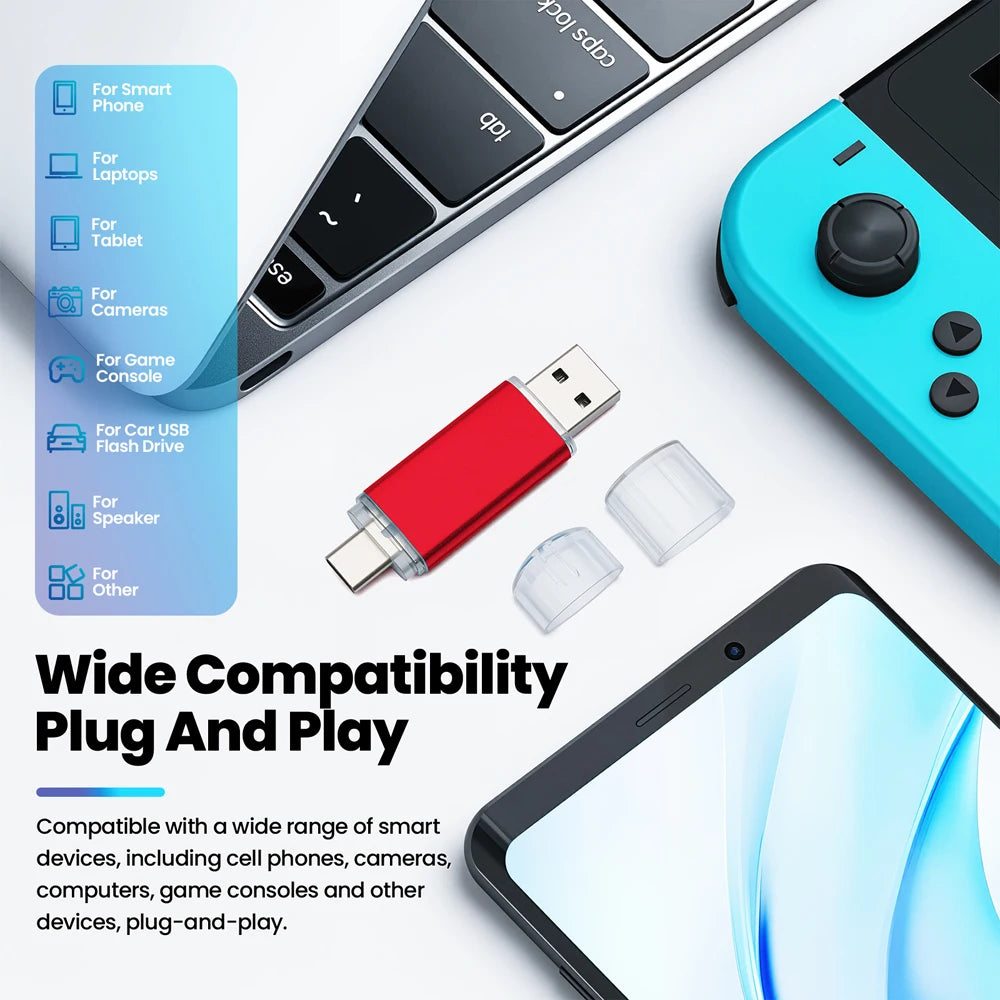 High speed TYPE C 2in1 USB flash drive 128GB 64GB 32GB metal Pen drive smart phone Car TV USB stick 4GB 8GB 16GB Creative gift