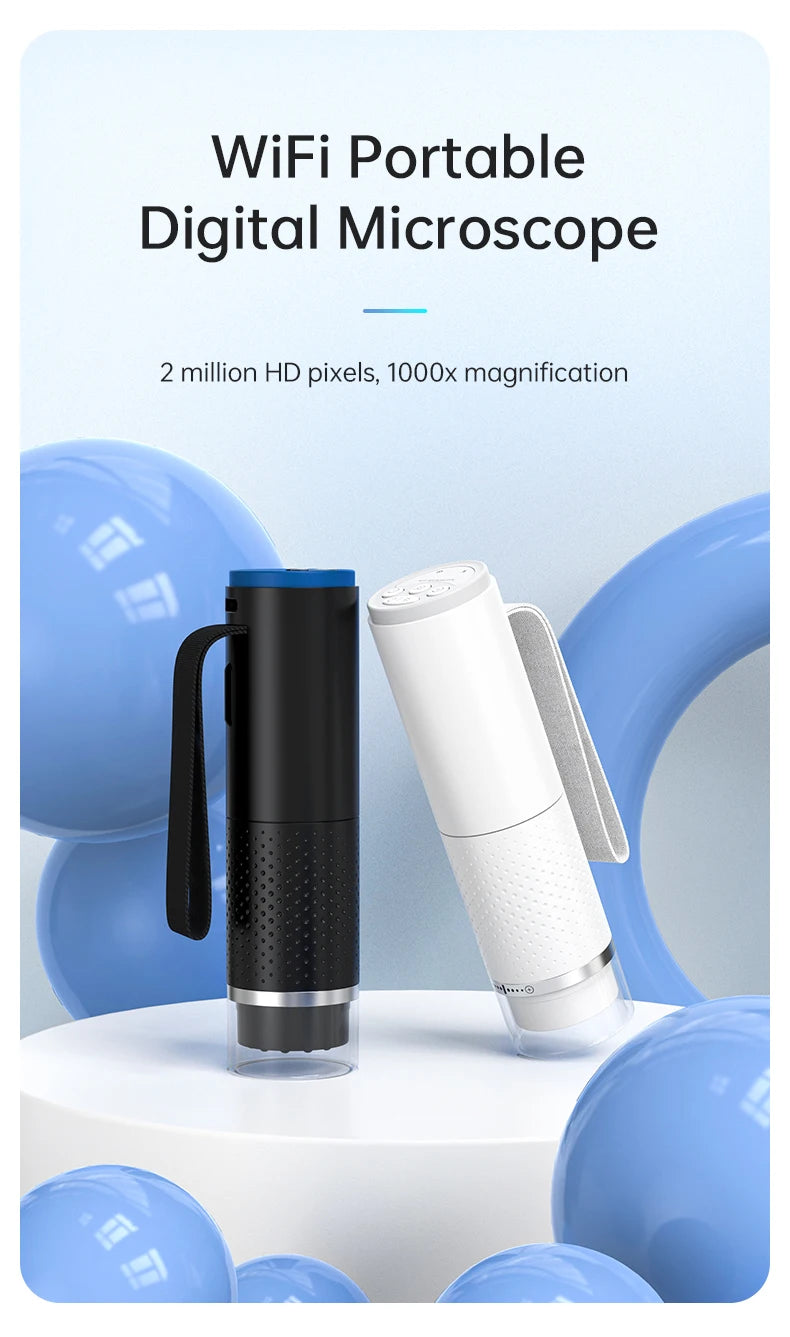 50X-1000X WiFi Digital Electronic Microscope Portable 200W Pixel Typc-C Charging LED Adjustable For Android IOS PC Magnifier