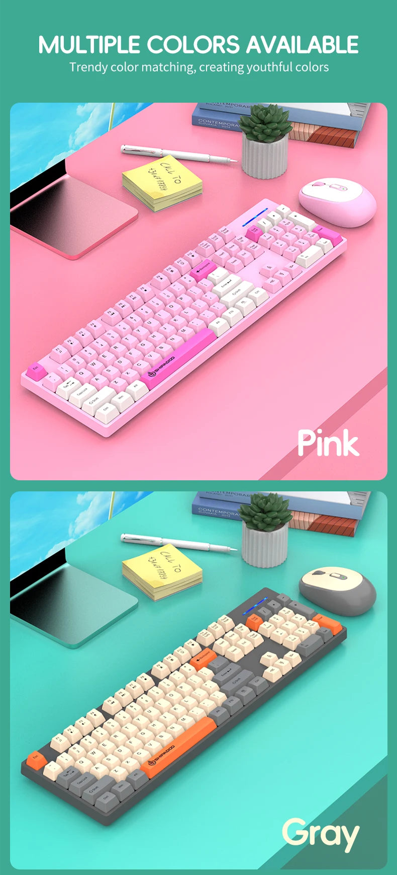 Shipadoo Wireless Keyboard and Mouse Combo Set Gaming Wireless Laptop Desktop Computer Office Accessories Free Wireless Mouse