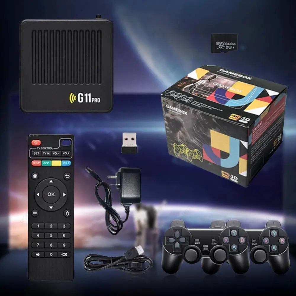 G11 Pro Retro Game Box Ultra Low Latency HD Video Game Console 4K HDMI-Compatible Output with 2.4G Wireless Dual Gamepad