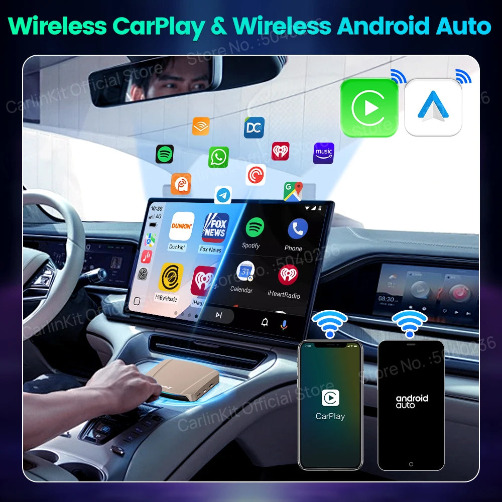 CarlinKit 8G+256G /128G Android 15 Ultra CarPlay TV Box For Netflix IPTV GPS Wireless CarPlay &Android Auto Smart Car Video Box