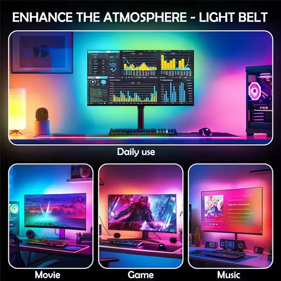 PC Backlight Computer Screen Light Strip Monitor RGBIC LED Lights Ambient Lighting Music Sycn LED Backlight Game Room Decor