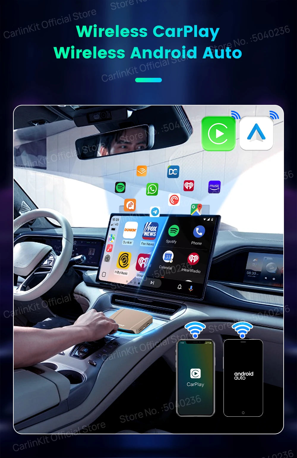 CarlinKit 8G+256G /128G Android 15 Ultra CarPlay TV Box For Netflix IPTV GPS Wireless CarPlay &Android Auto Smart Car Video Box