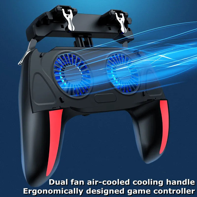 H10 4 Fingers Mobile Phone Game Handle with Radiator Aim Shooting Gamepad Joystick Controller for IOS Android Gaming Accessories