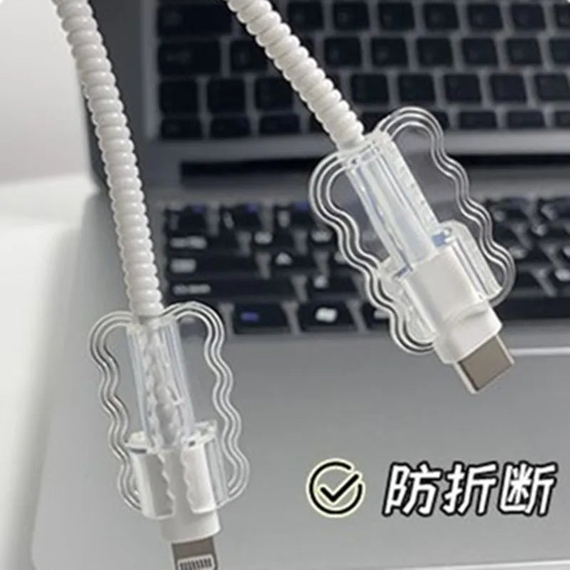 2pcs Data Cable Protector Sleeves Anti-Breakage Cord Saver Mobile Phone Accessory Flexible Cord Management