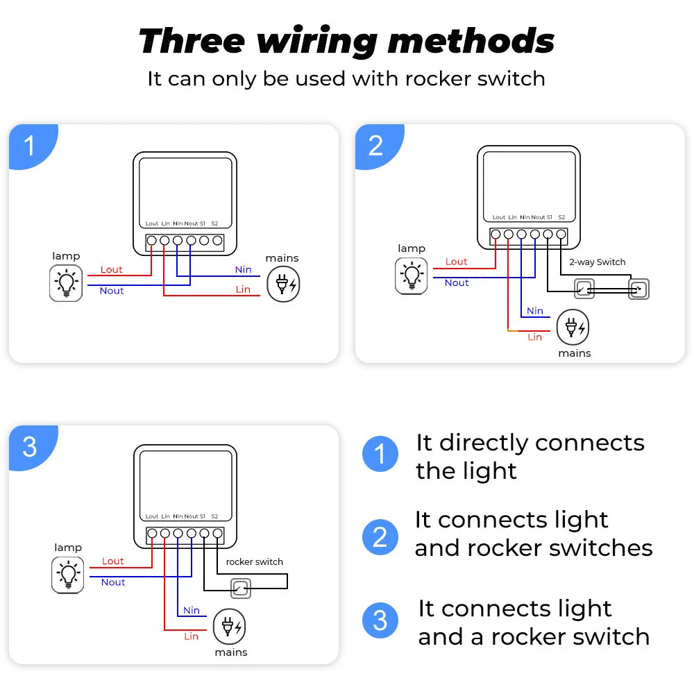 16A Tuya WiFi Smart Switch 2-way Control with Energy Monitor Switch Mini Smart Breaker Smart Life Control  Alexa Via Google Home