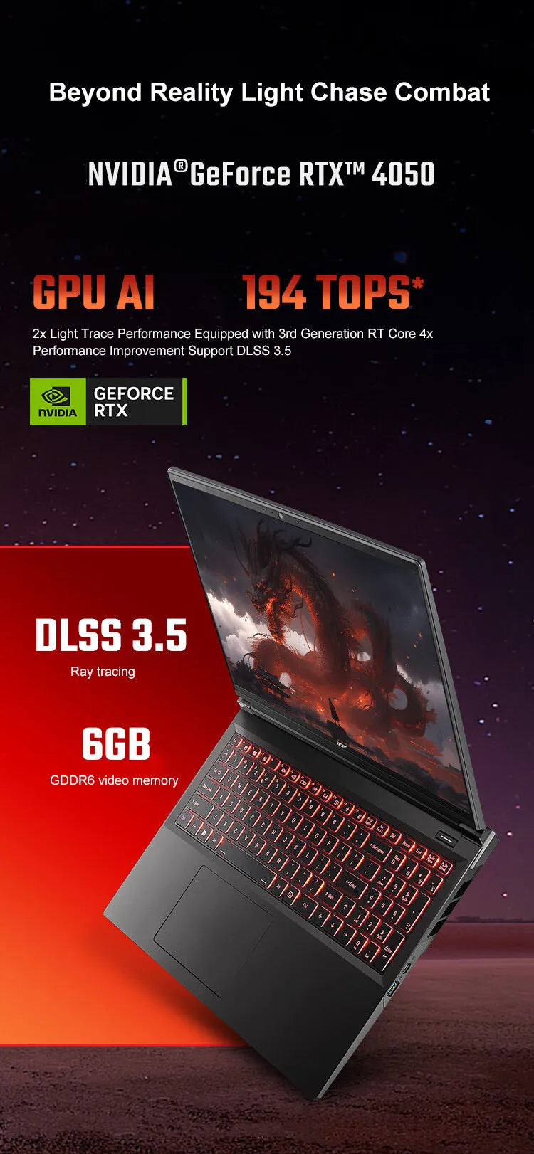 2024 Acer Nitro Dragon Gaming Laptop 16 Inch 2.5K 165Hz IPS Screen Netbook Ryzen R7-8745H 32GB 1TB RTX4060 Gaming Notebook PC