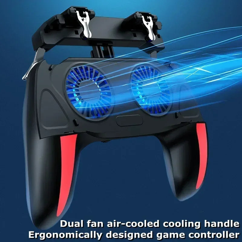 H10 4 Fingers Mobile Phone Game Handle with Radiator Aim Shooting Gamepad Joystick Controller for IOS Android Gaming Accessories