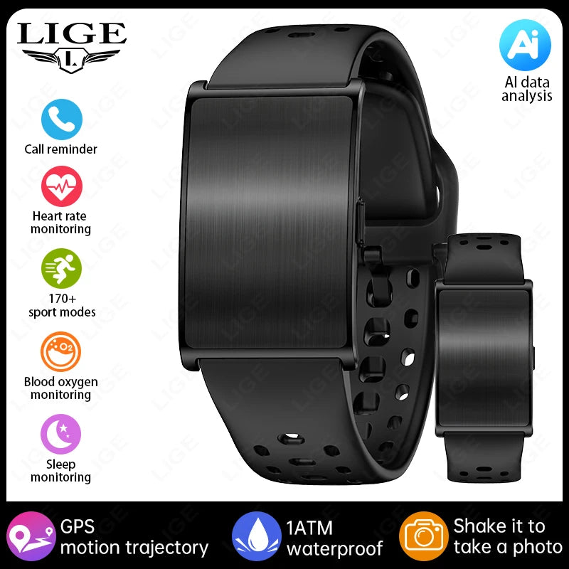 LIGE New GPS Sports Smart Bracelet Men AI Healthy Blood Pressure Fitness Tracker Pedometer Call Reminder Smartwatch Band Women