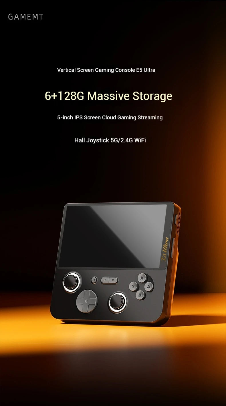 GAMEMT E5 Ultra Gaming Console Hall-Effect Joystick Handheld 5" 1280*720 60Hz IPS Touch Screen 5000mAh Portable Android Consoles