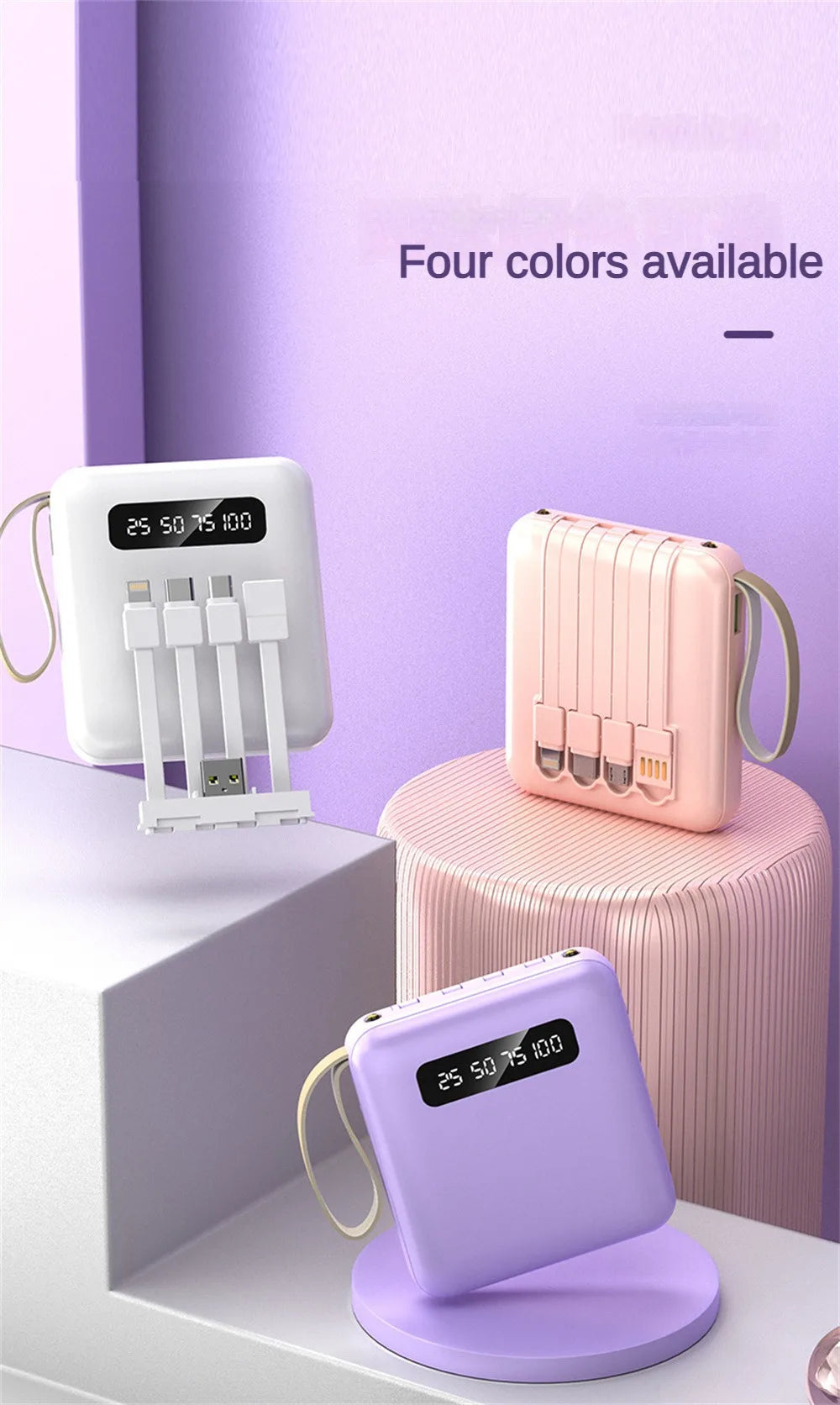 Mirror Screen Mini Fast Charge Large Capacity 20000 MAh Fast Charging Power Bank Sharing With Cable Mobile Power Supply