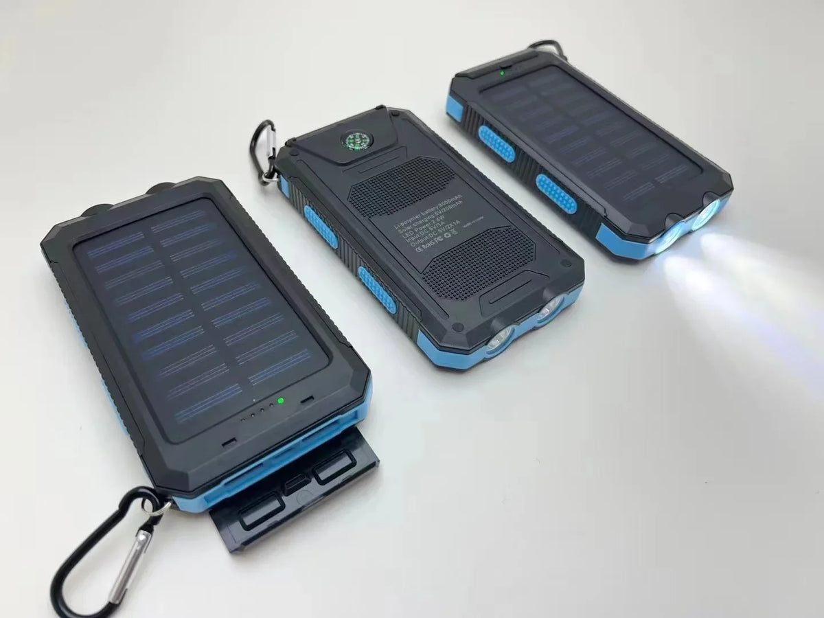 Real Capacity 200000mAh  Large Capacity Solar Power Bank New Portable With Lanyard Compass External Battery Outdoor Camping