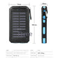 Real Capacity 200000mAh  Large Capacity Solar Power Bank New Portable With Lanyard Compass External Battery Outdoor Camping