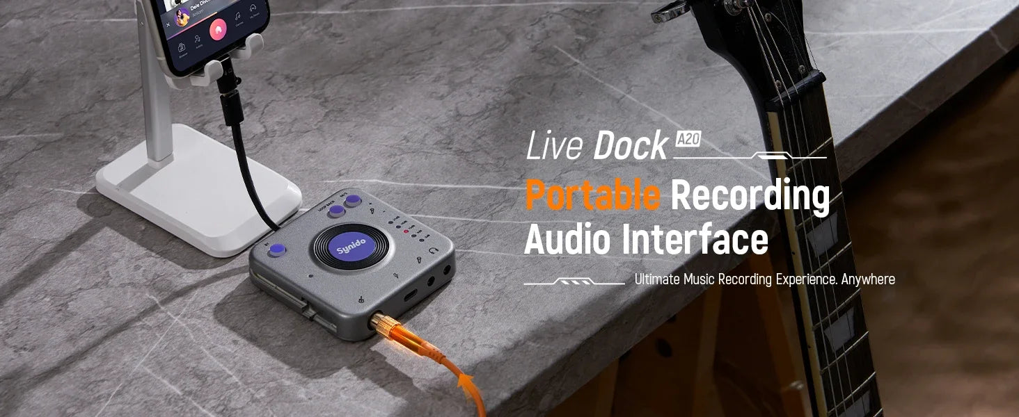Synido Live Dock A10/A20 Audio Adapter with USB-C Music Recording Portable Audio Interface for iPhone Android Phones PC computer