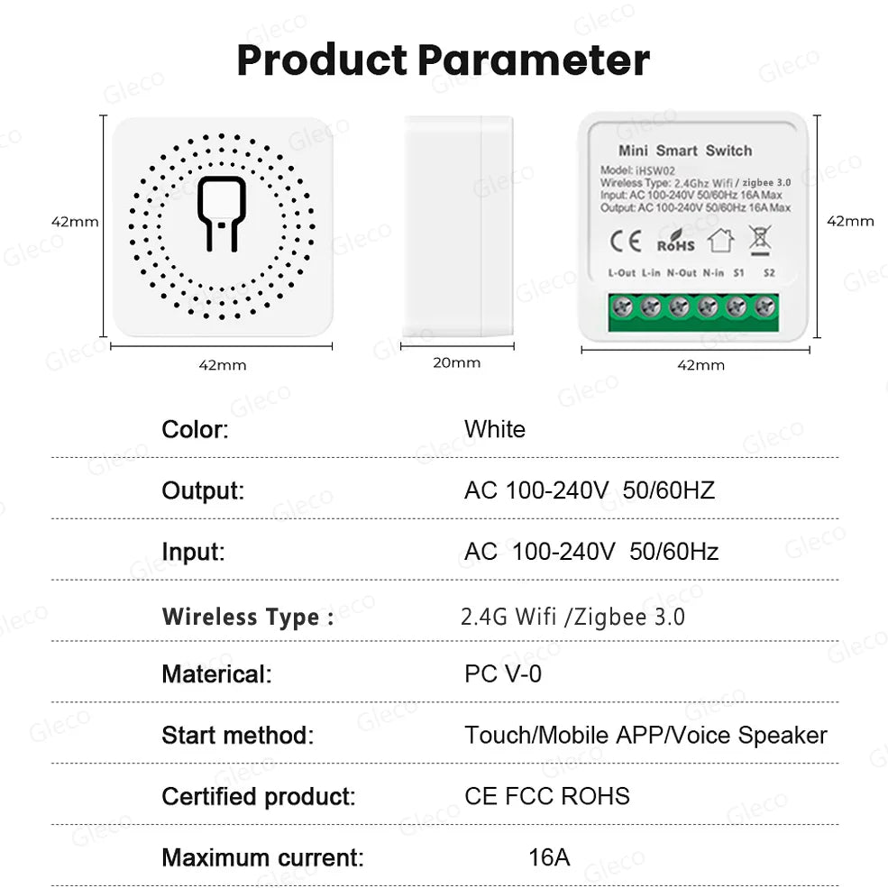 Zigbee 3.0 Mini Smart DIY Switch 2 Way 1/2Channel Control Smart Home Relay Automation Breaker Works With Tuya Alexa Google Home