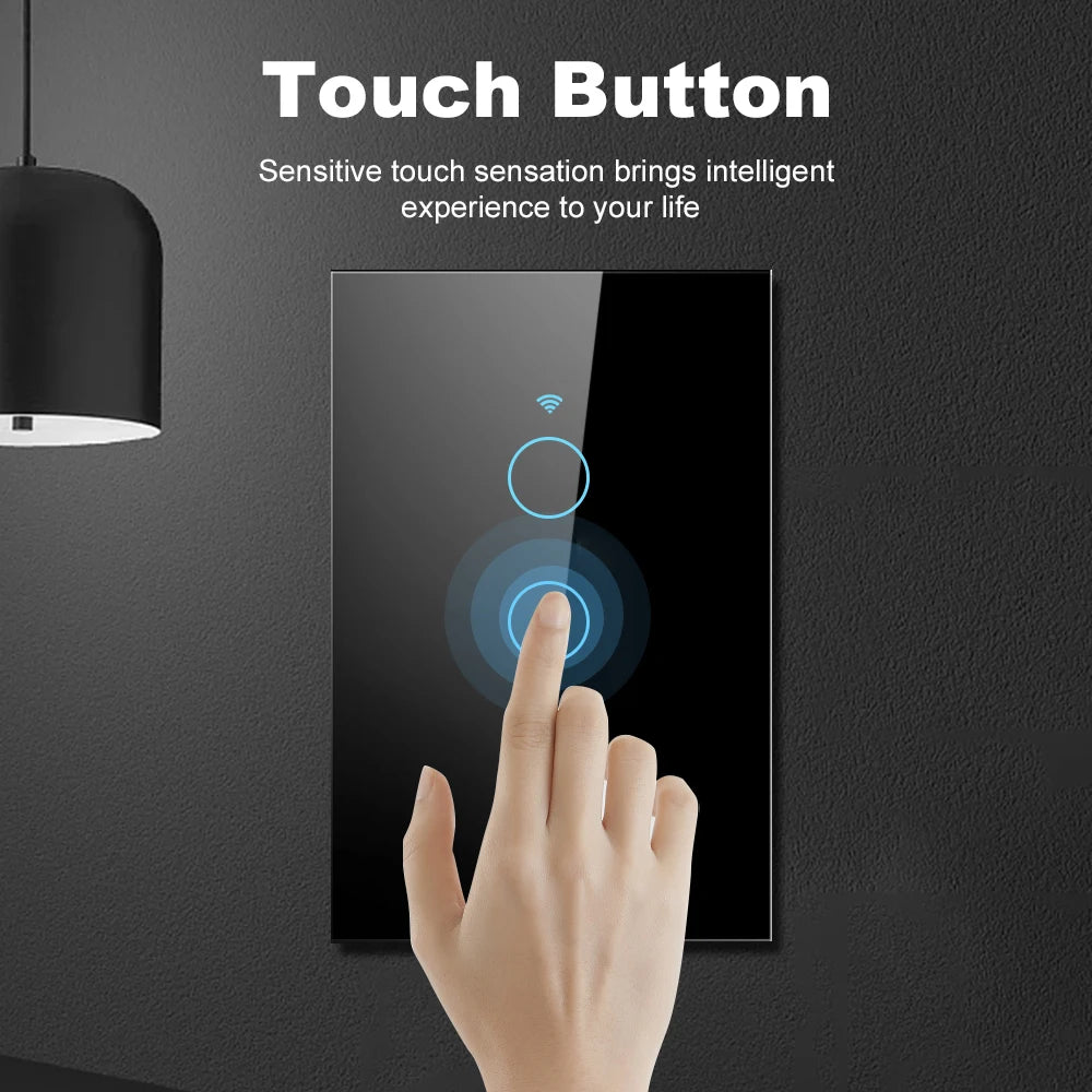 Smart Life Wifi+Bluetooth Touch Light Switch No Neutral Wire &Neutral Wire US Touch Panel Wall Switches Tuya Alexa Google Home