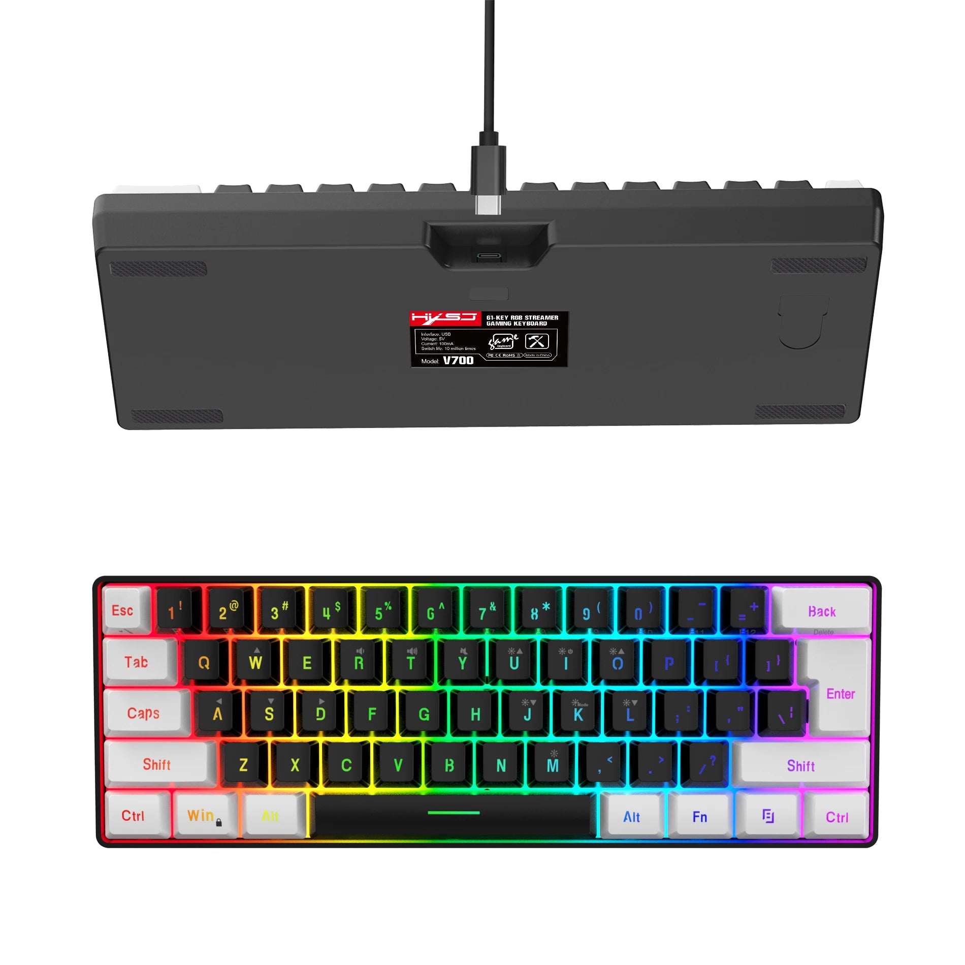 New 61keys Wired White Black Keyboard RGB Gaming Mouse Office Kit Backlight Keyboard and Mouse Combos for PUBG Gamer
