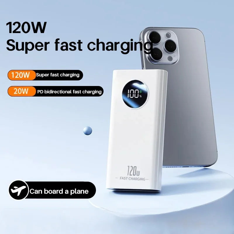 VIVO 50000mAh Power Bank High Capacity 120W Fast Charging Power Bank Portable External Battery Charger With LED Digital Display