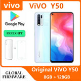 4G Smartphone Original VIVO Y50 8GB 128GB 5000mAh 6.51inch 2340x1080px CPU Snapdragon 13MP + 16MP 4 Cameras Android