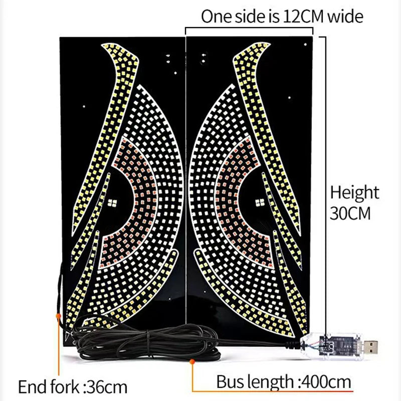 USB Dynamic Devil Eyes Light Car Windshield Dynamic LED Matrix Panel Screen Light for Car Truck Window Decor Lighting 11 Modes